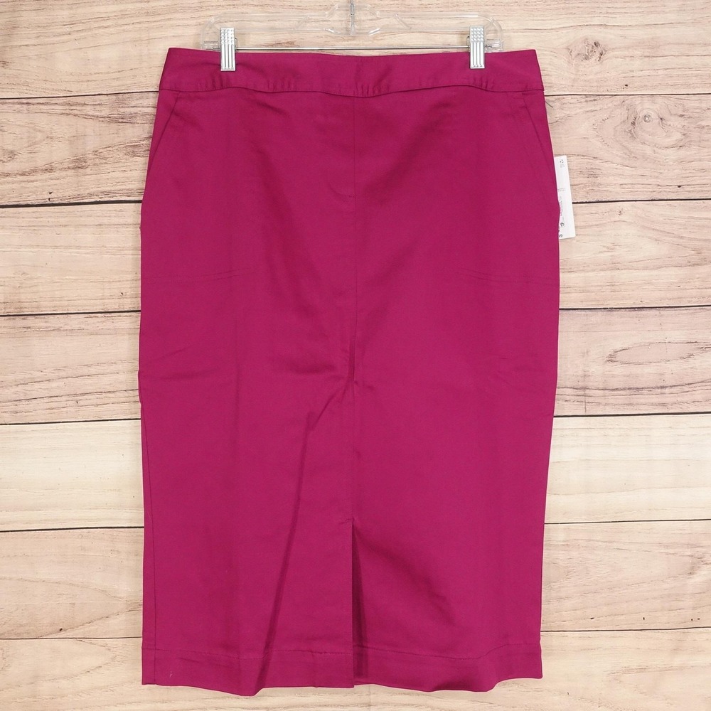 Liz Claiborne Skirt Womens 12 Pink Straight Midi Lined Stretch Workwear